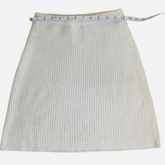 VTG Badgley Mischka White Knit Cardigan Skirt Set S Sparkle Lurex Lounge Party - Picture 10 of 14